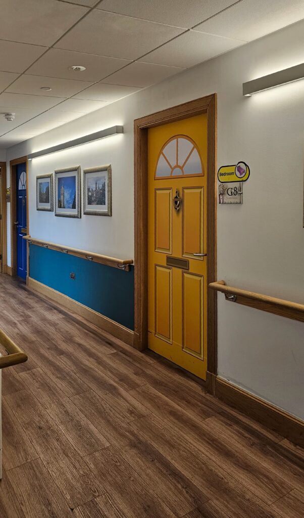 Coloured Bedroom Doors at Rubislaw Park Dementia Unit
